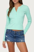 EDIKTED Yerin Long Sleeve Rib Henley