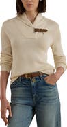Lauren Ralph Lauren Buckle Shawl Collar Cotton Blend Sweater