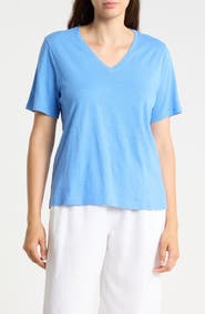 Eileen Fisher Easy V-Neck Organic Cotton T-Shirt