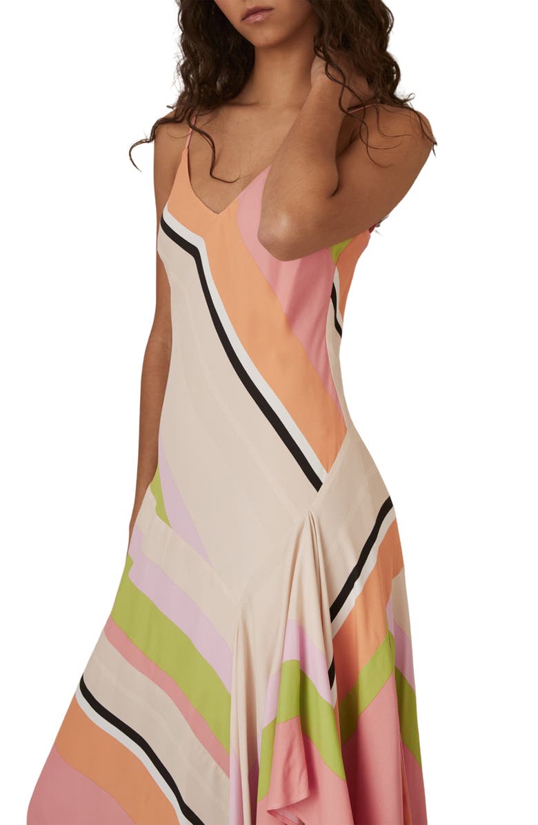Reiss Hallia Stripe Drop Waist Maxi Dress, Alternate, color, Pink/ Green