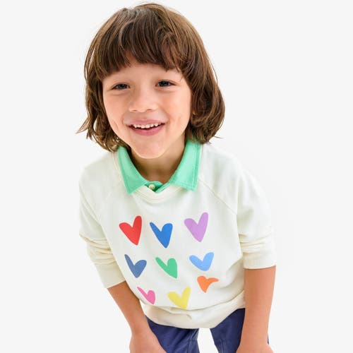 Primary Kids Rainbow Heart Sweatshirt In Ivory Stacked Hearts