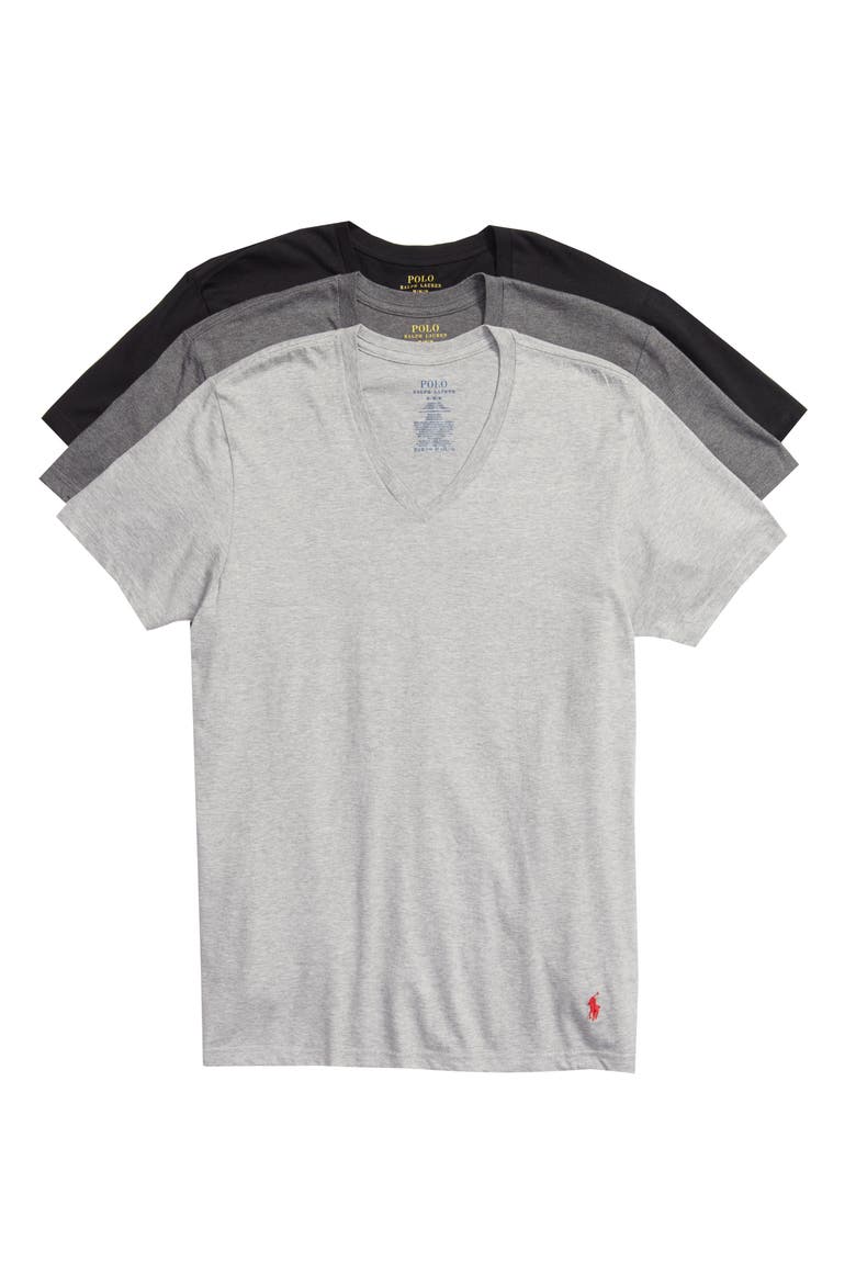 3-Pack V-Neck Undershirts, Main, color, ANH/MAH/PB