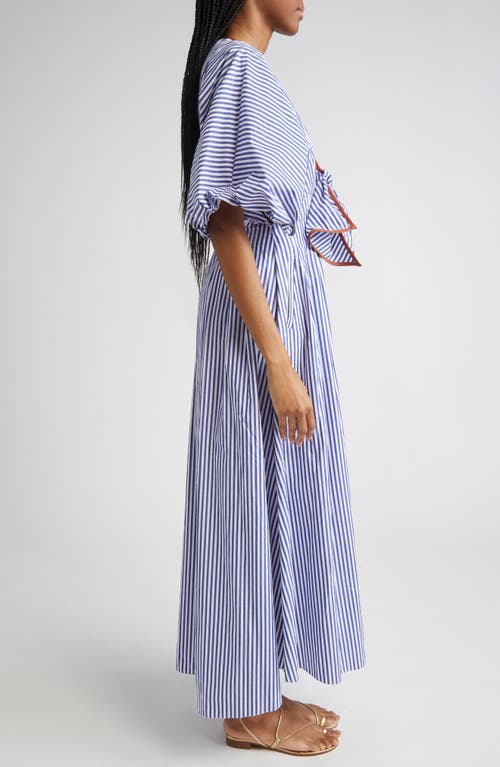 Johanna Ortiz Endless Spring Tie Front Cotton Dress In Blue
