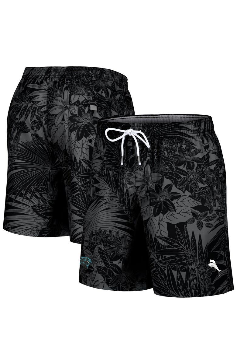 Tommy Bahama Men's Tommy Bahama Black Carolina Panthers Santiago Palms Board Shorts, Main, color, 