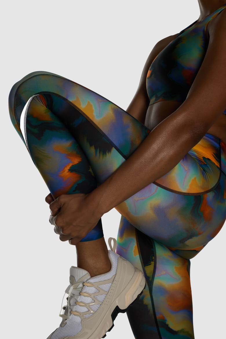 Printed PaceForm Laser Perforated Legging, Alternate, color, Heatmap Print
