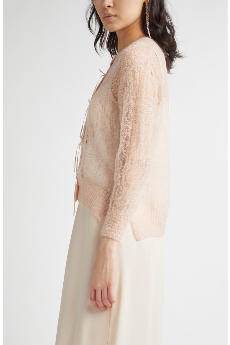 Crop Superkid Mohair & Merino Wool Blend Cardigan, Alternate, color, POWDER PINK/ POWDER PINK