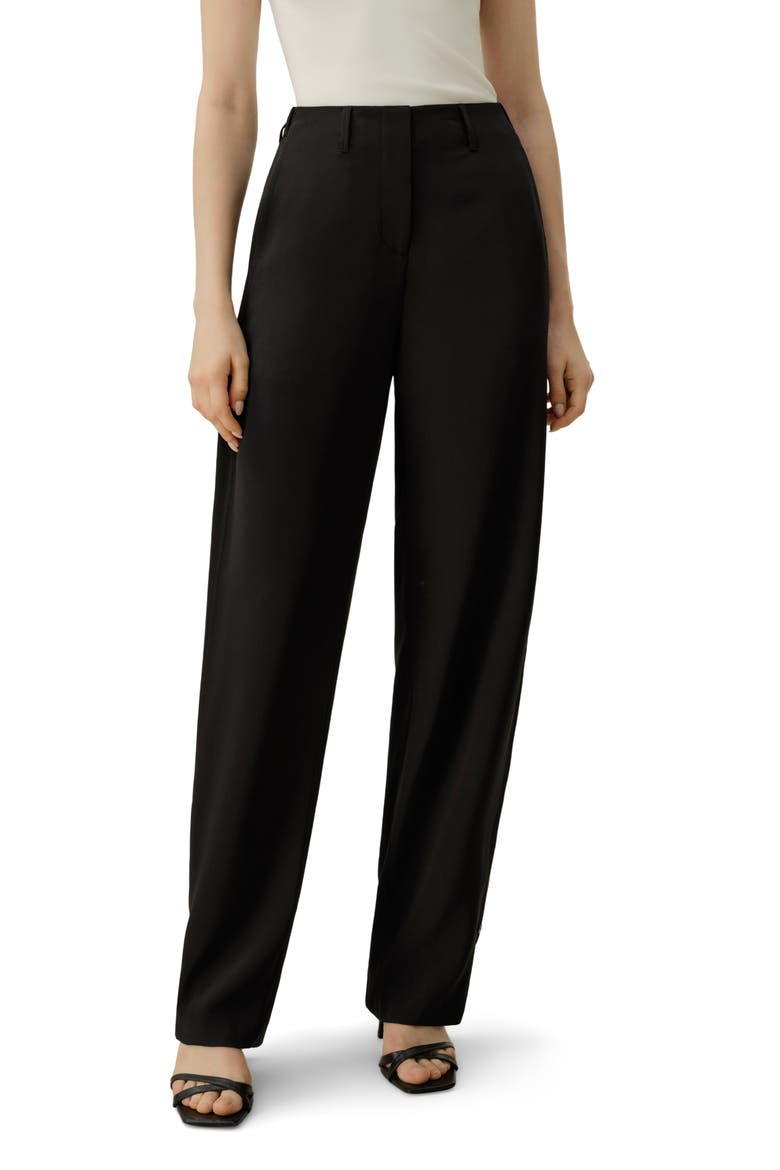 Women's Curved Seam Silk Crepe Pants, Main, color, Black
