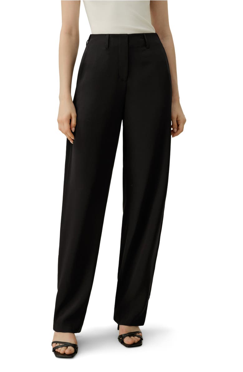 Lilysilk Women's Curved Seam Silk Crepe Pants, Main, color, Black