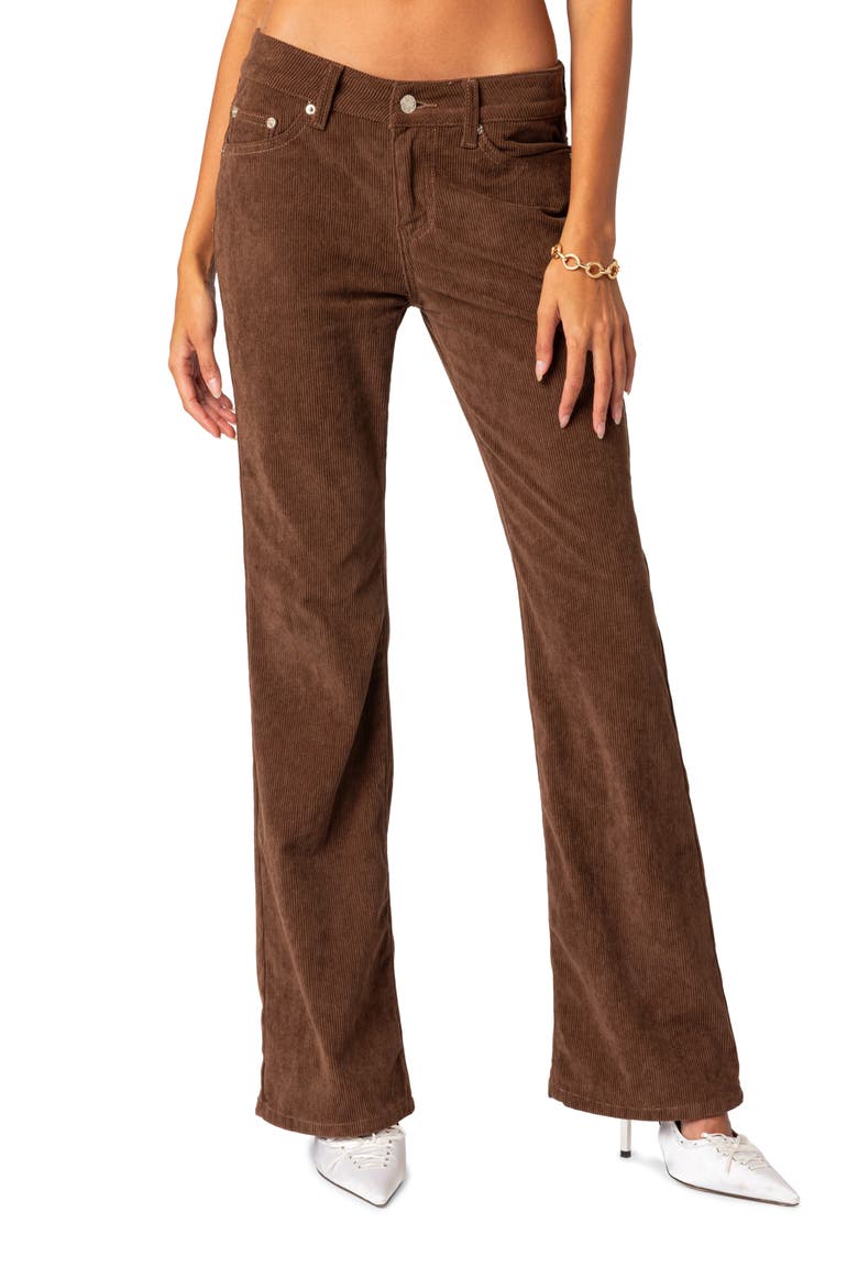 Corduroy Bootcut Pants, Main, color, BROWN