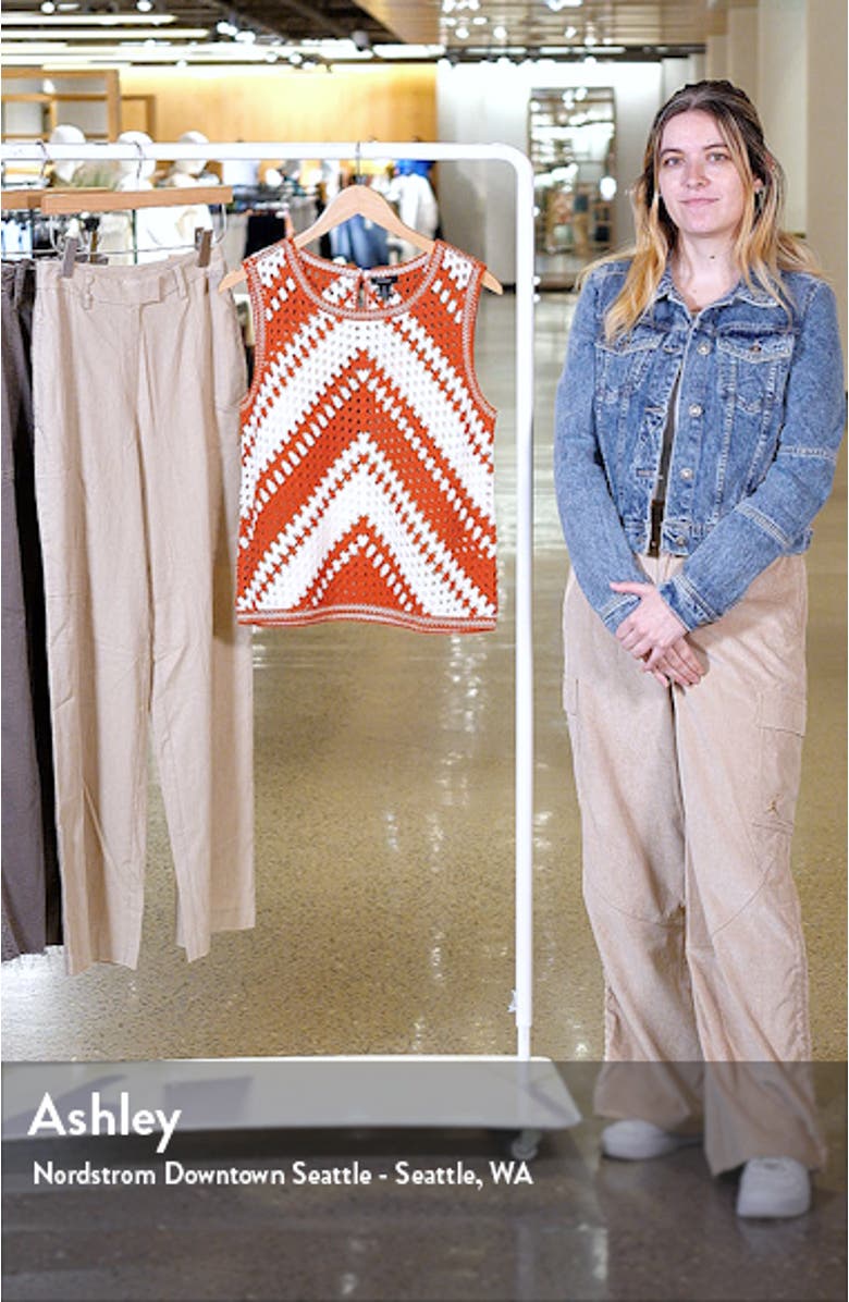 Crochet Knit Sleeveless Cotton Blend Sweater, sales video thumbnail