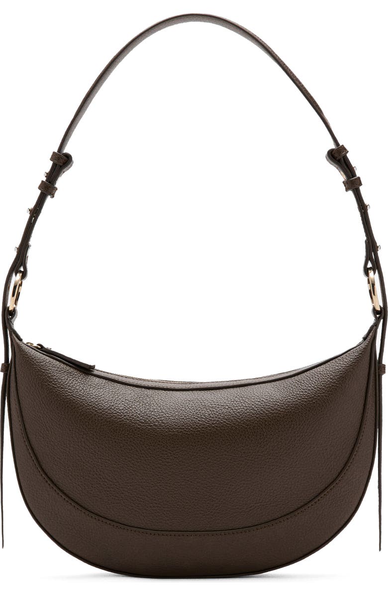 MANGO Oval Faux Leather Shoulder Bag, Main, color, Khaki