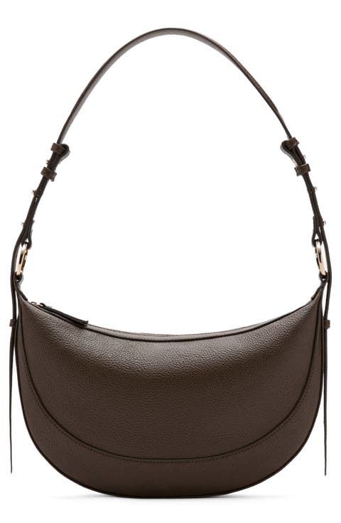 Oval Faux Leather Shoulder Bag