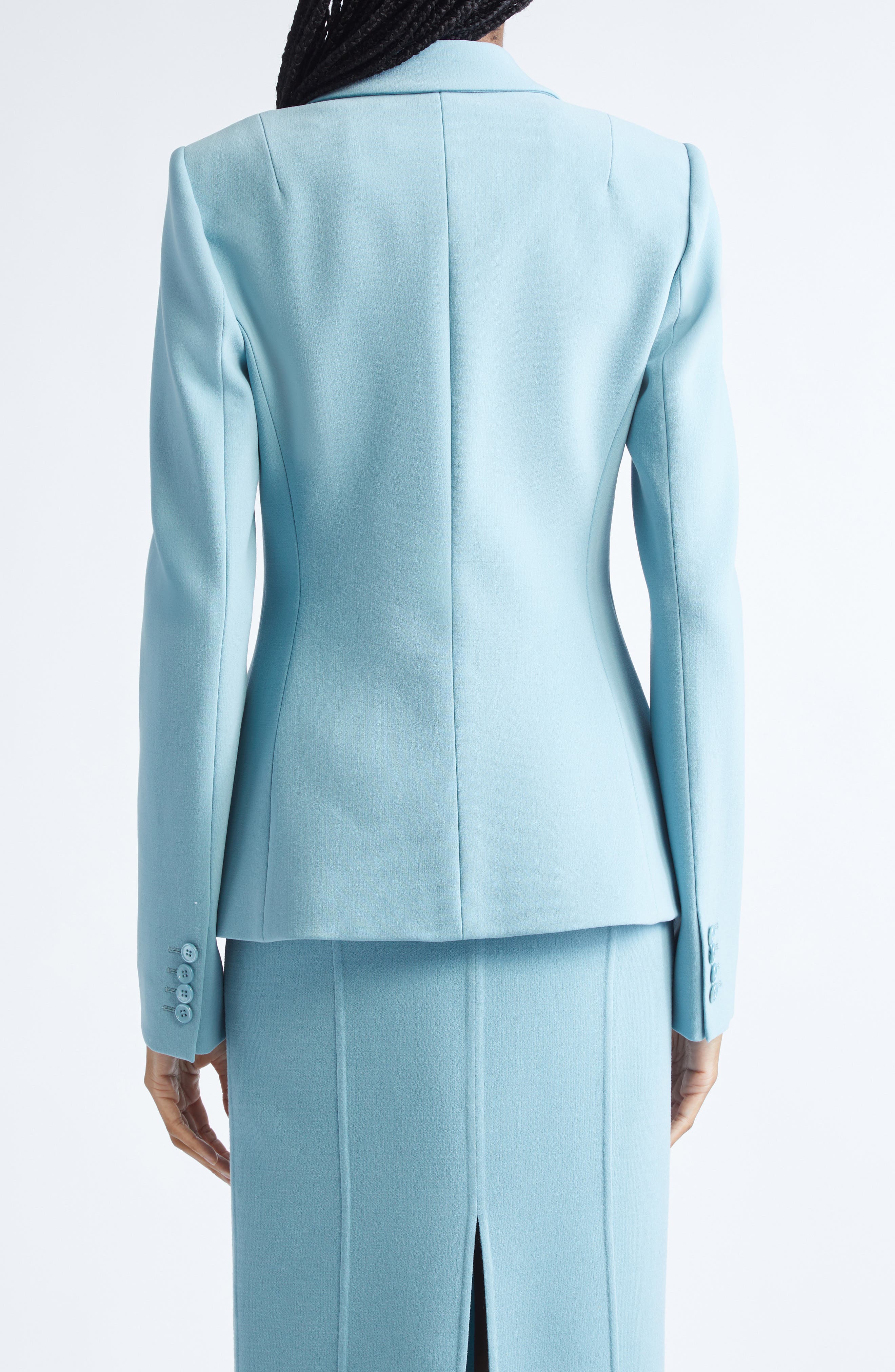 Peak Lapel Wool Blend Blazer - image 2