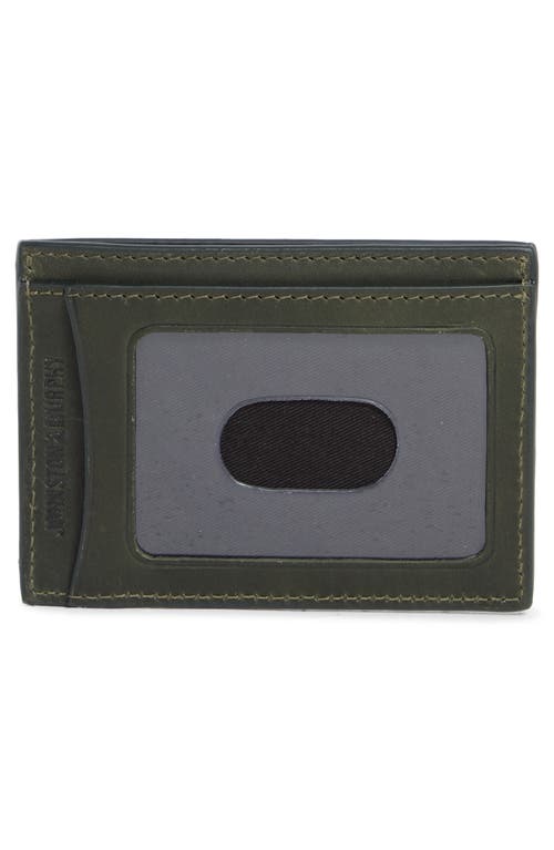 Johnston & Murphy Waxy Leather Card Case In Green