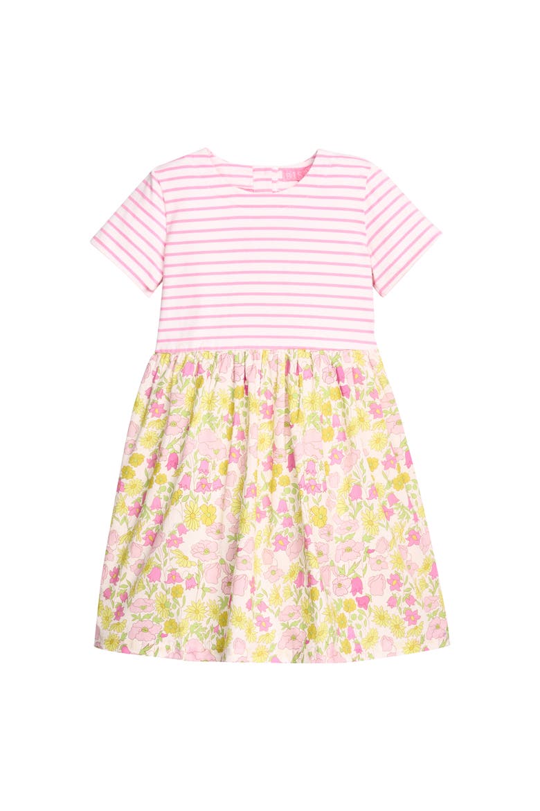 Kids' Floral Stripe Rosie Dress, Main, color, Bedford Buttercup