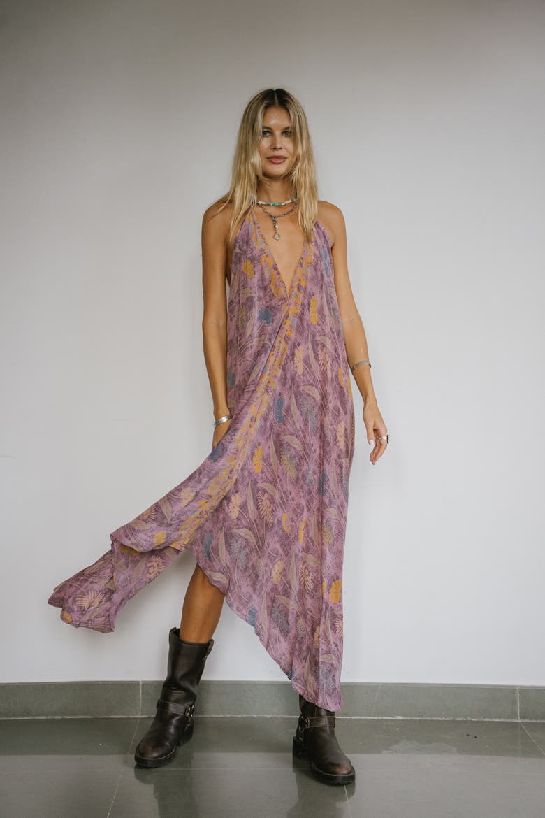 Classic Silk Dress Katie, Alternate, color, Purple Print