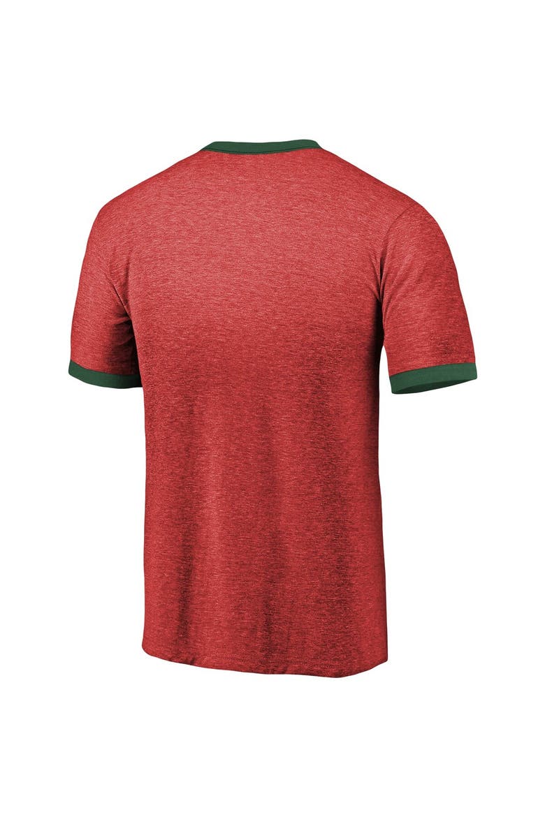 Men's Majestic Threads Red Minnesota Wild Buzzer Beater Tri-Blend Ringer T-Shirt, Alternate, color, Red