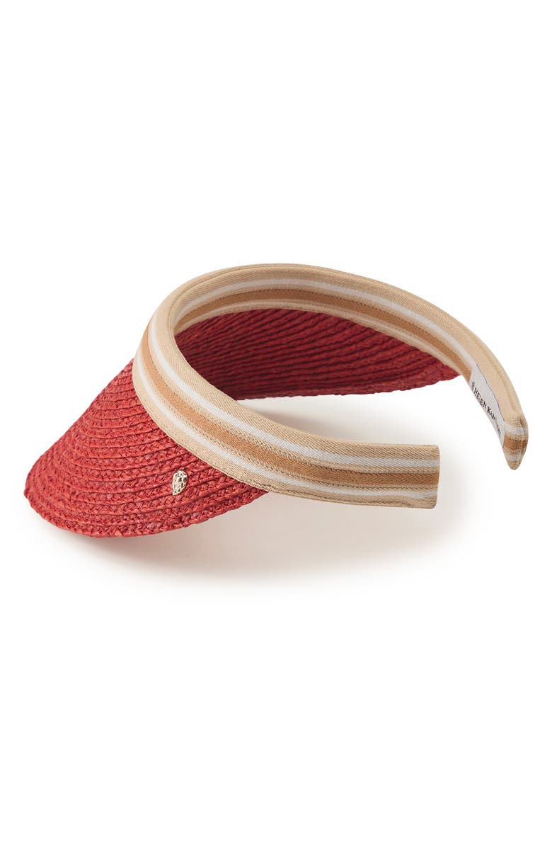 Helen Kaminski Bianca Raffia Visor, Alternate, color, Tropical/ Nougat Stripe