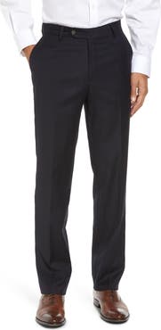 Berle Flat Front Modern Fit Gabardine Stretch Wool Trousers
