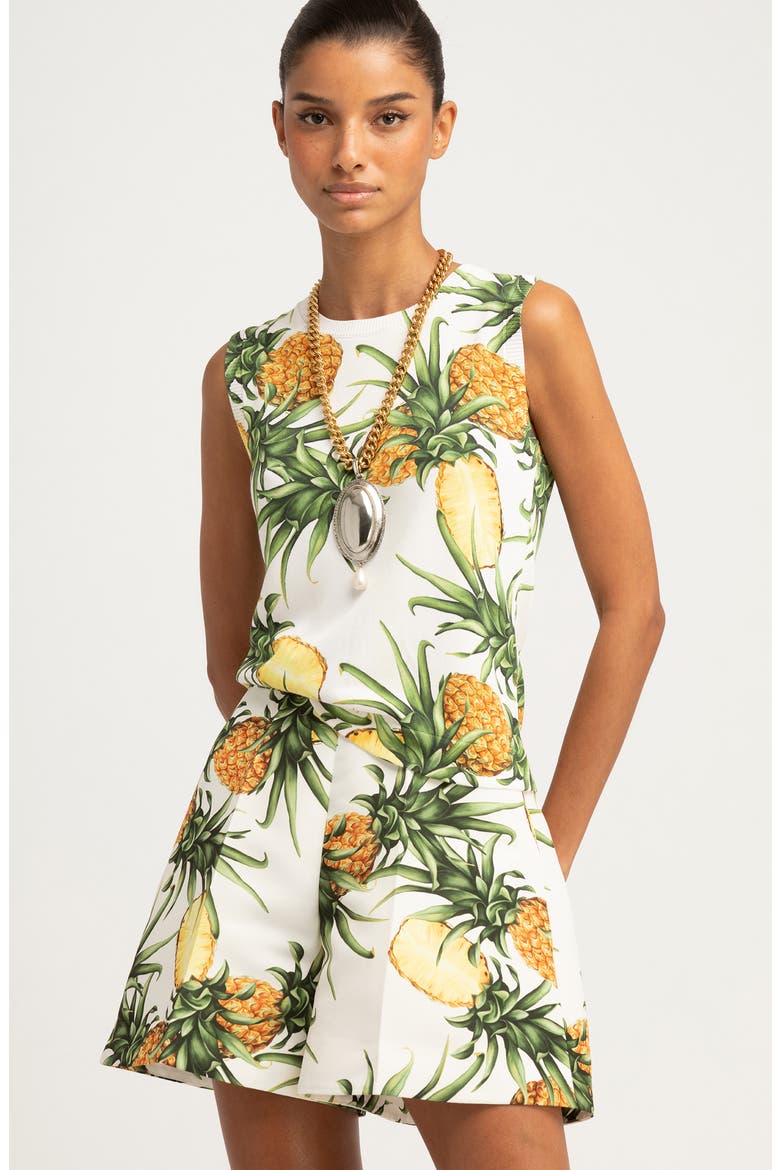Pineapple Print Tank, Alternate, color, IVORY