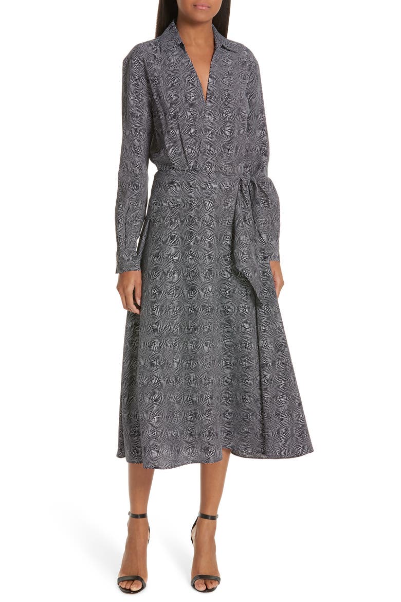 Vivienne Faux Wrap Midi Dress, Main, color, ECLIPSE NATURE WHITE