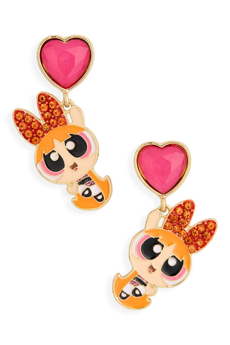 The Powerpuff Girls Blossom Heart Drop Earrings, Alternate, color, MULTI
