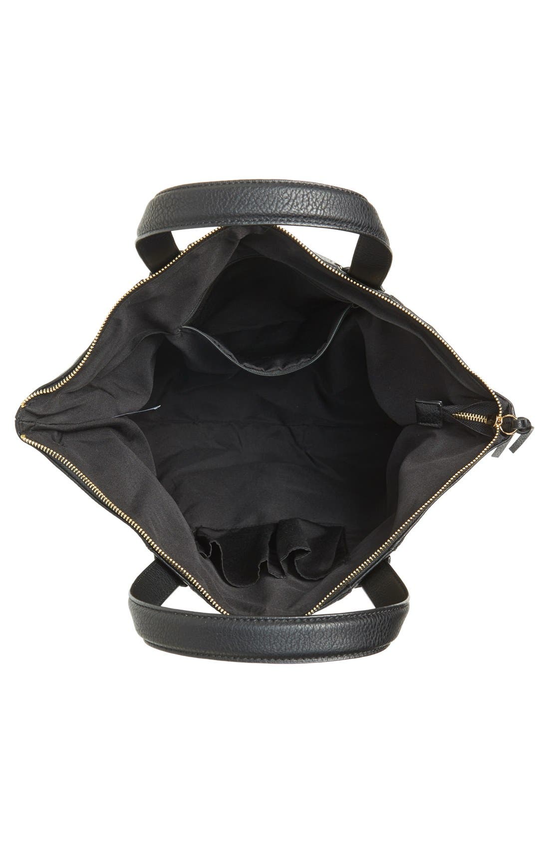 Dolce Girl Metal Accent Faux Leather Satchel, Alternate, color, BLACK