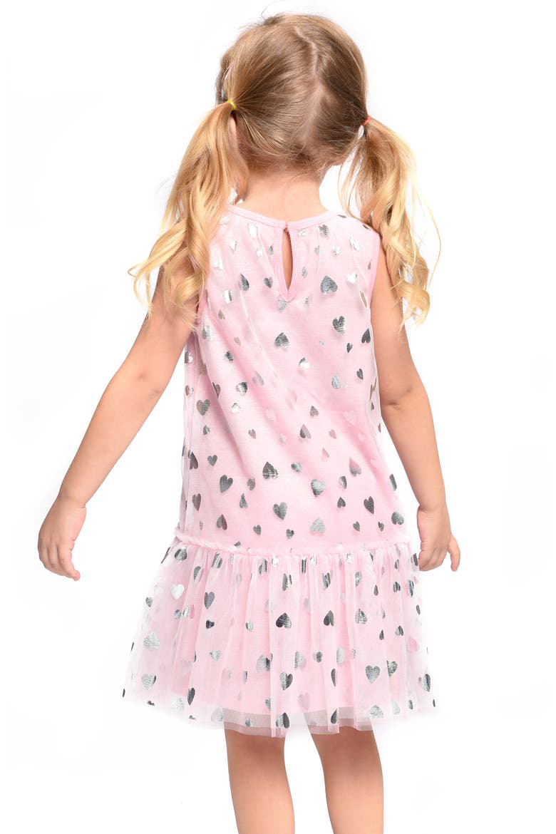 Kids' Foil Hearts Tulle Dress, Alternate, color, PINK