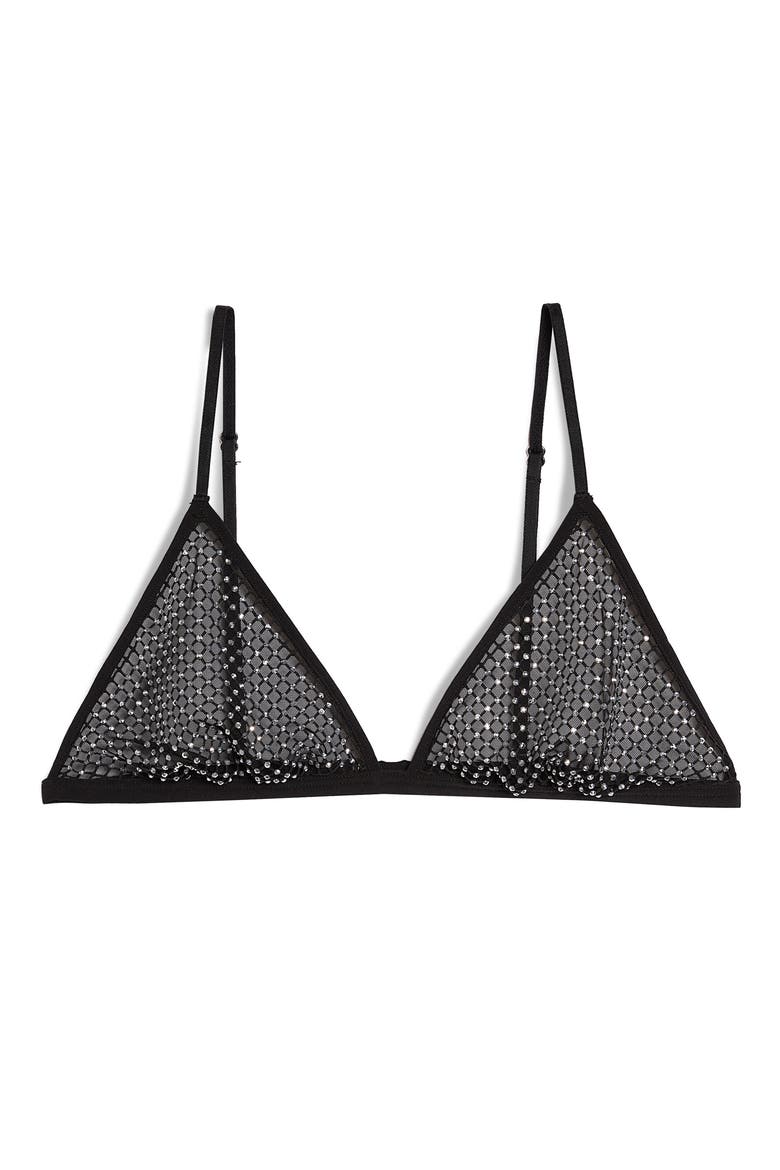 Divine Rhinestone Unlined Bralette, Alternate, color, BLACK