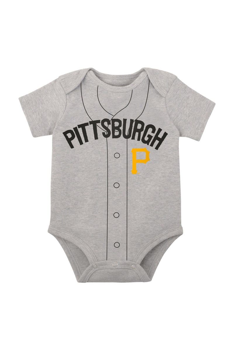 Outerstuff Newborn & Infant White/Heather Gray Pittsburgh Pirates Little Slugger Two-Pack Bodysuit Set, Alternate, color, 