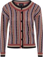 BuHu Textured Knit Striped Button Front Cropped Cardigan