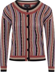BuHu Textured Knit Striped Button Front Cropped Cardigan