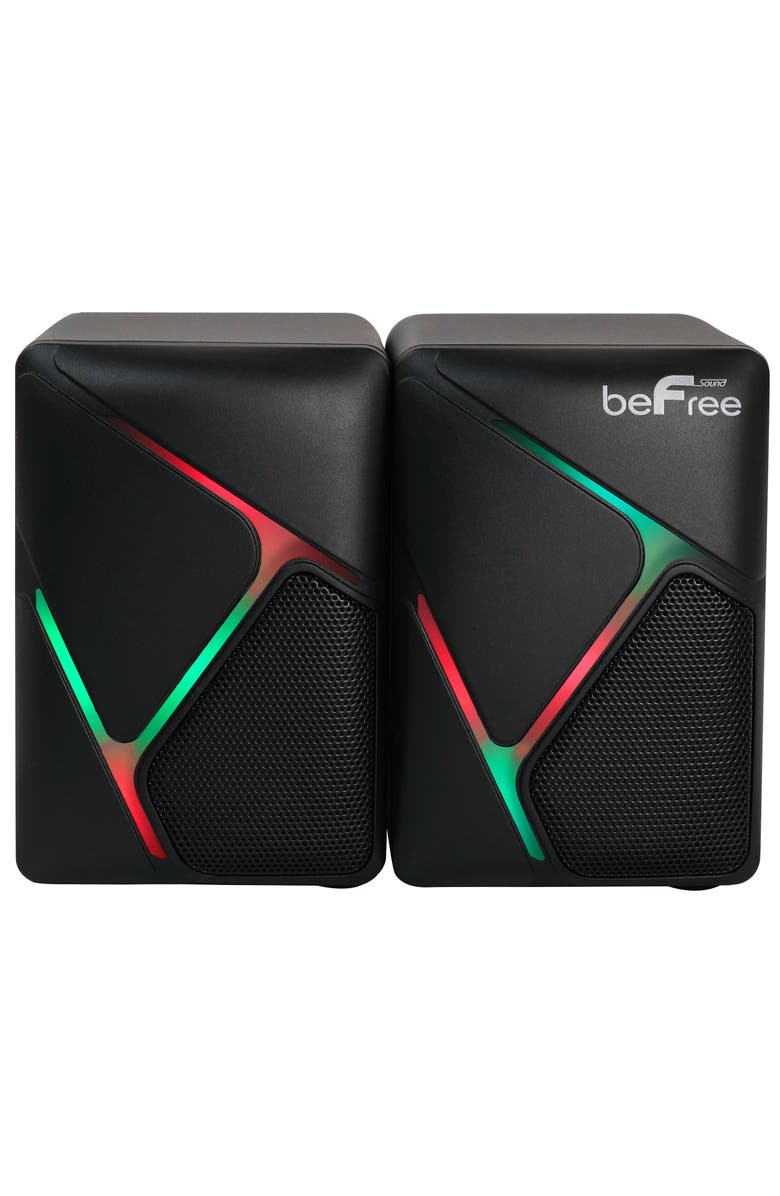 Befree Sound Dual Compact LED Gaming Speakers, Main, color, Black