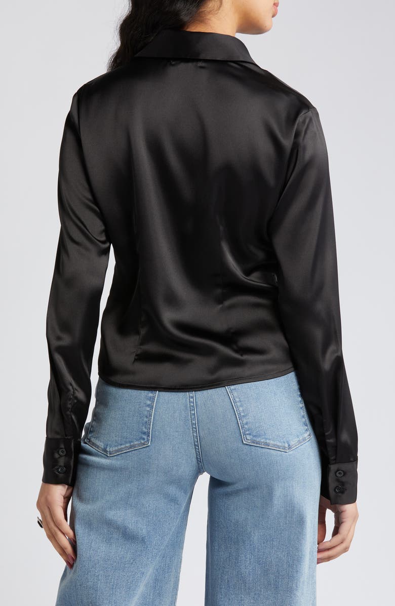 Open Edit Cinched Satin Shirt, Alternate, color, 