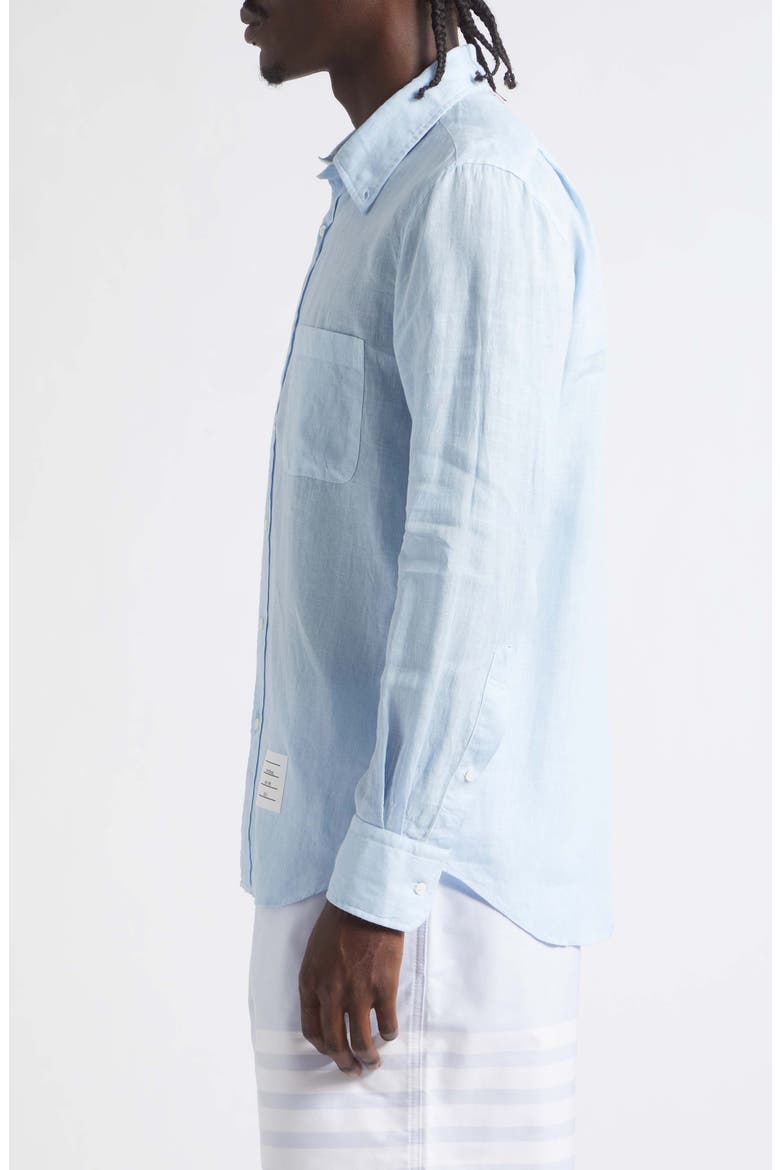 Straight Fit Garment Dye Linen Button-Down Shirt, Alternate, color, LIGHT BLUE