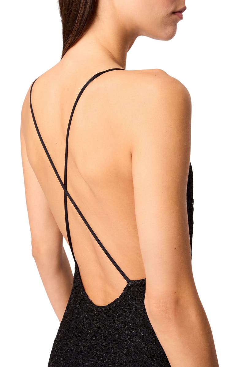 Missoni One-piece Swimsuit In Lamé Viscose With Raschel Workmanship, Alternate, color, Black