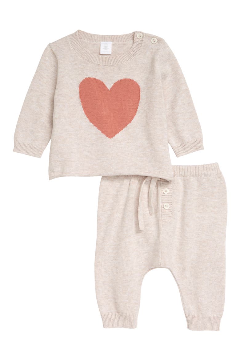 Graphic Sweater & Pants Set, Main, color, PINK SMOKE HEATHER HEART