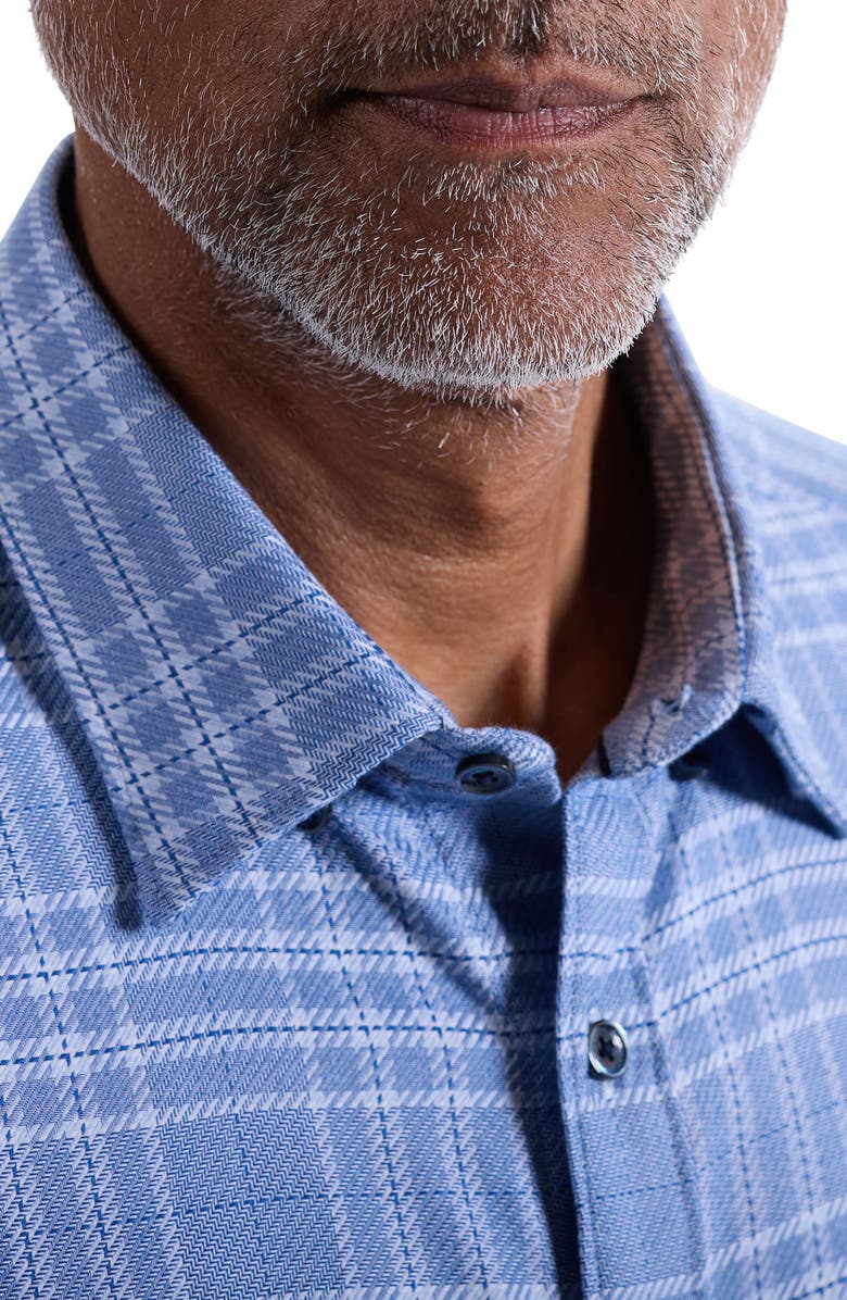 Bugatchi Karl Shaped Fit Plaid Cotton Button-Up Shirt, Alternate, color, Cobalt