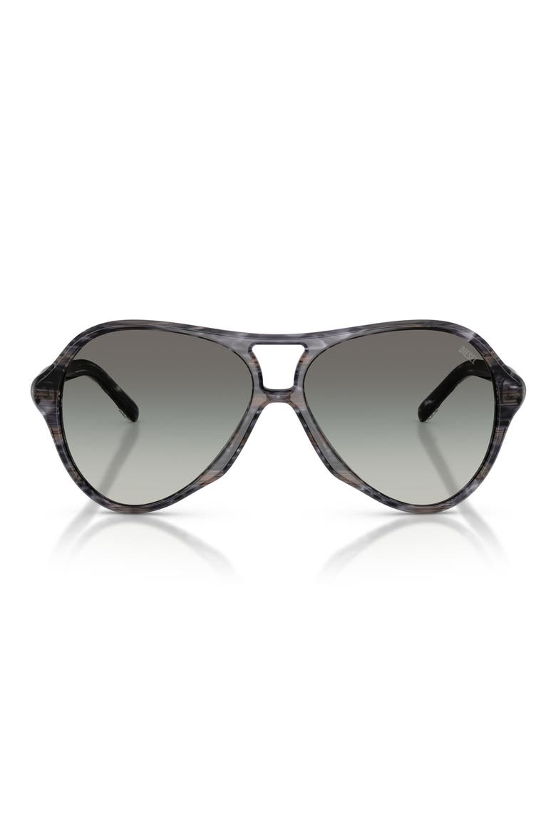57mm Gradient Pilot Sunglasses, Main, color, STRIATED GREY / GRADIENT GREY