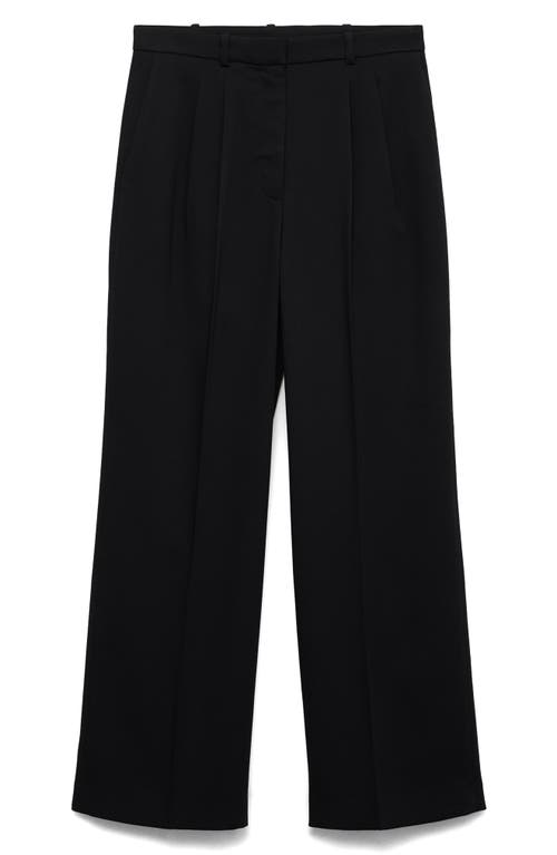 Mango Pleated Straight Leg Pants In Black
