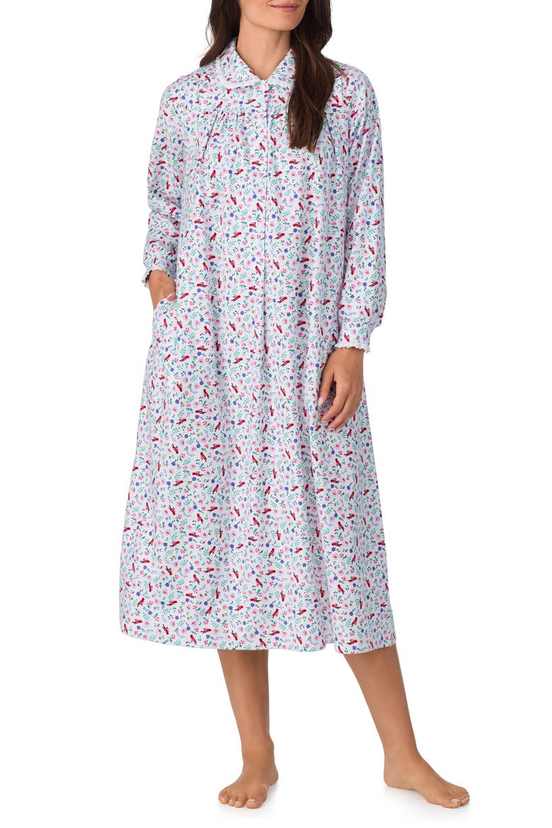 Cotton Flannel Ballet Nightgown, Alternate, color, WHT/PRT
