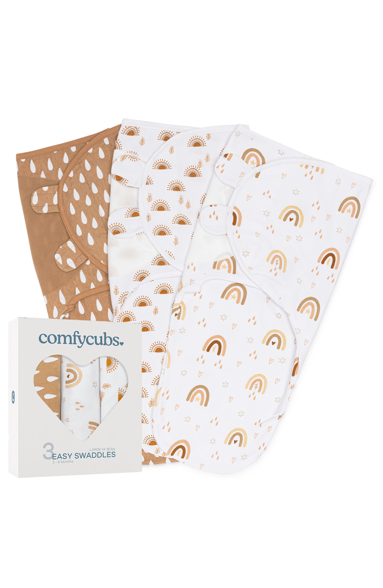 Comfy Cubs Easy Swaddle Blankets - Pack of 3, Alternate, color, Rainbow Bohemian
