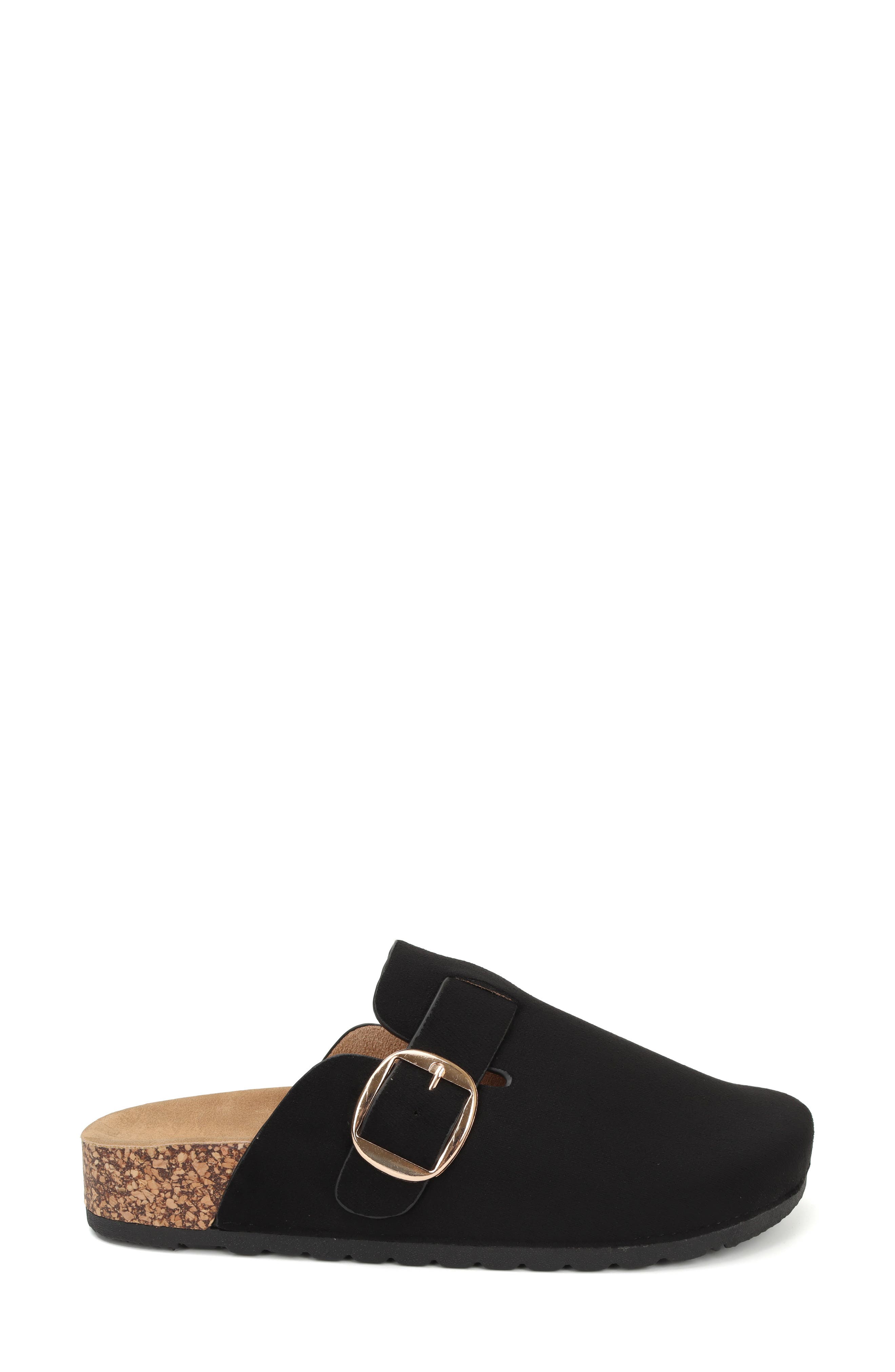 YOKI Gila Faux Suede Buckle Clog, Alternate, color, Black
