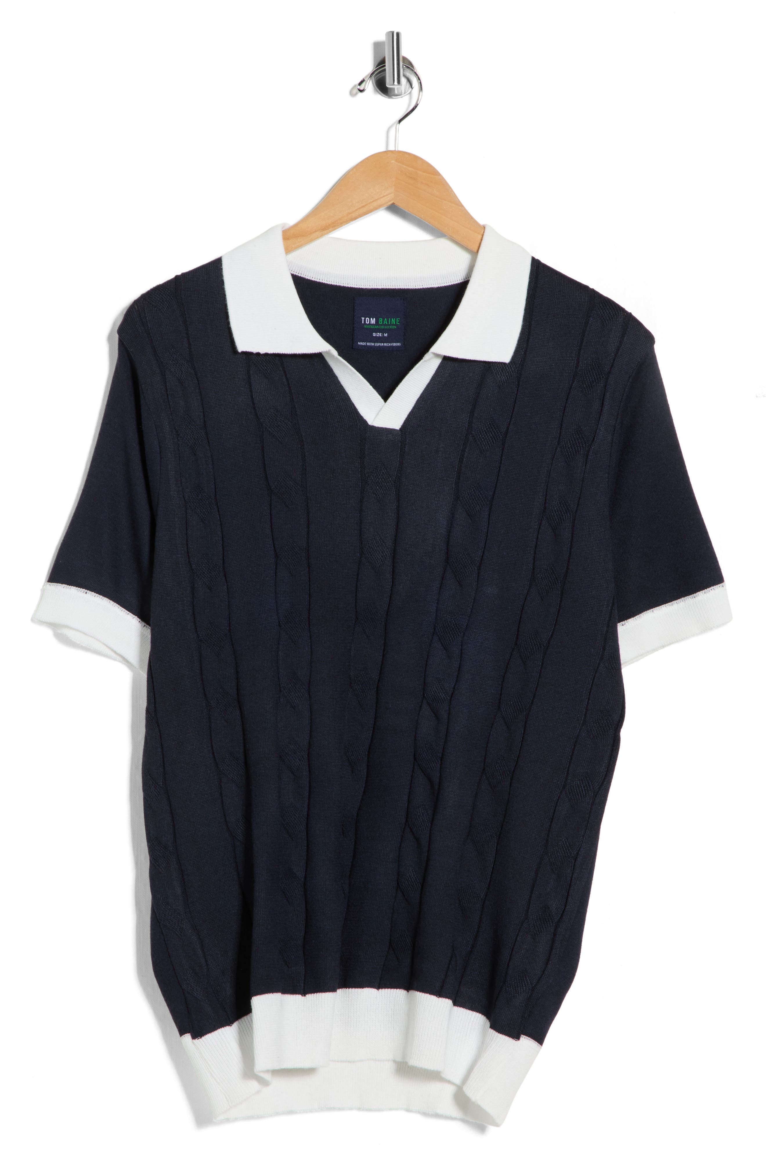 TOM BAINE Johnny Collar Knit Polo Sweater