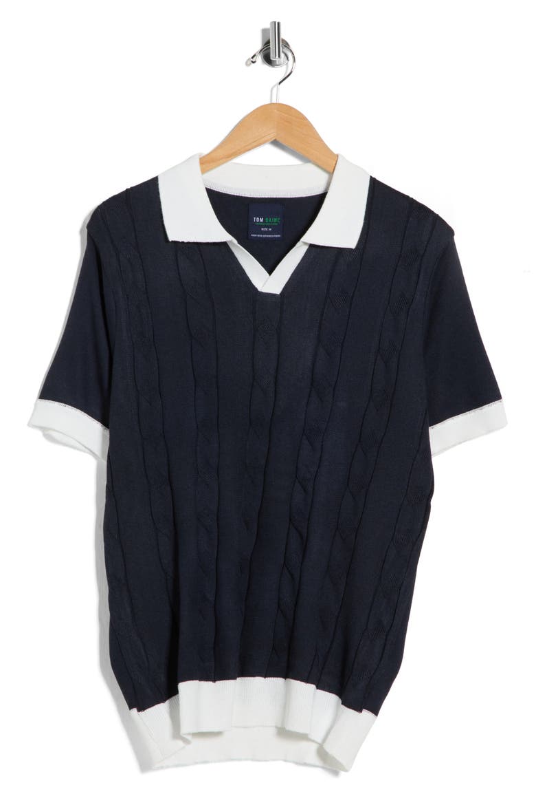 Johnny Collar Knit Polo Sweater, Alternate, color, BLACK