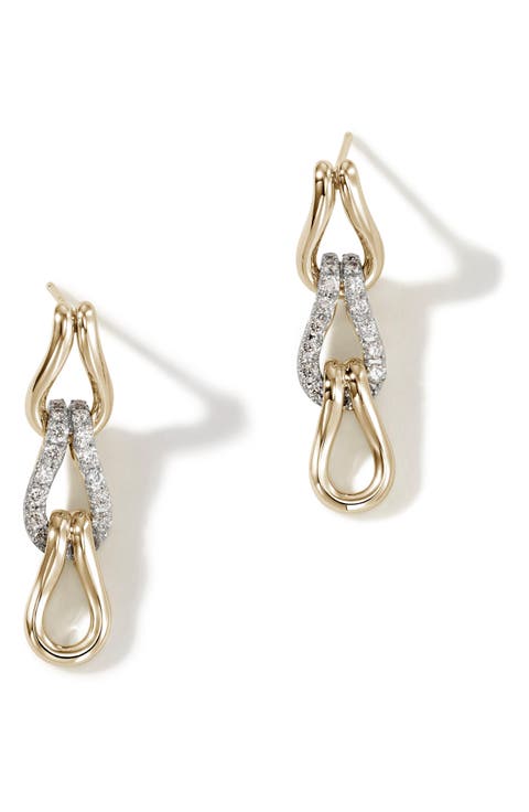 Surf Pavé Diamond Link Drop Earrings