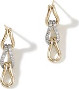 John Hardy Surf Pavé Diamond Link Drop Earrings