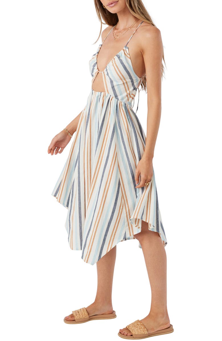 O'Neill Gerri Cutout Stripe Cover-Up Sundress, Alternate, color, 