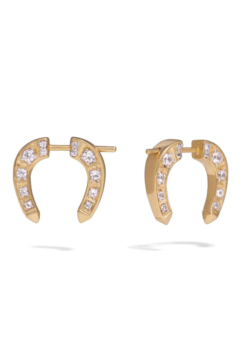 White Sapphire Horseshoe Bypass Earrings, Main, color, 14K GOLD VERMEIL