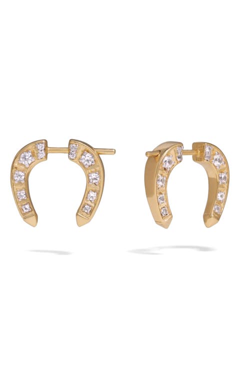 White Sapphire Horseshoe Bypass Earrings